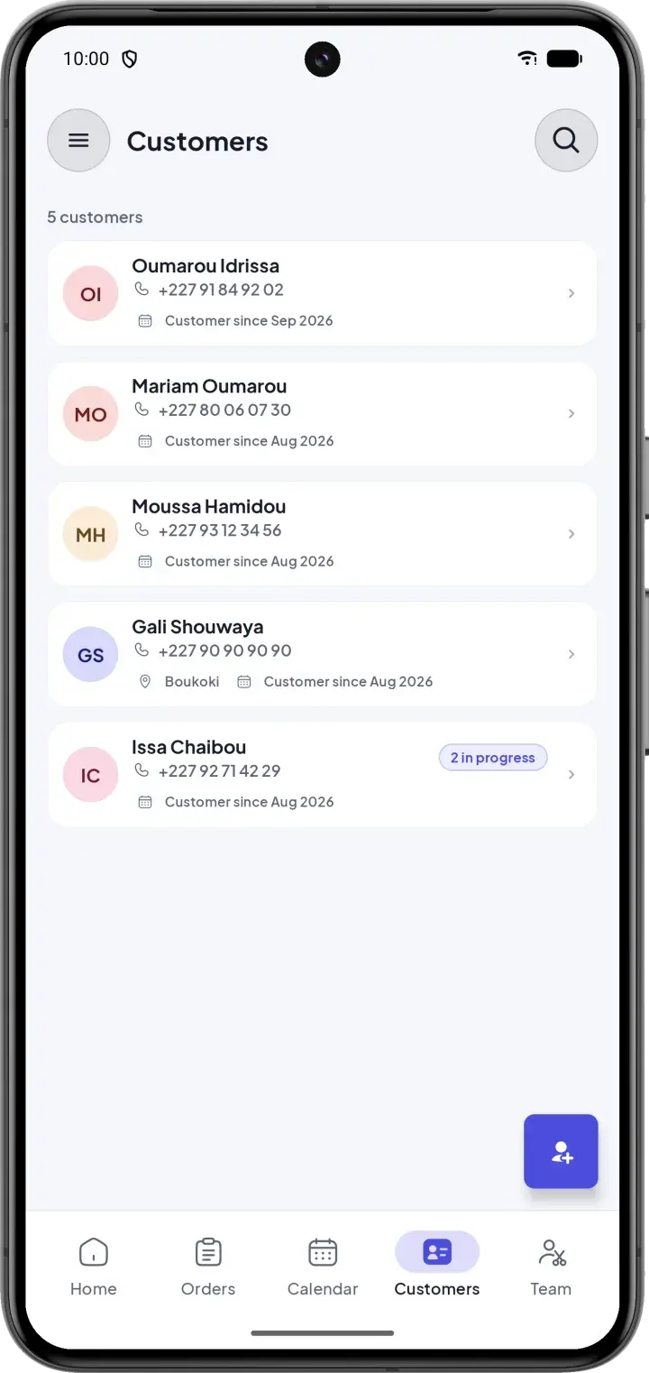 Customers and their active orders