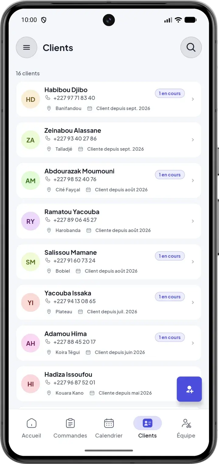 Clients et leurs commandes en cours